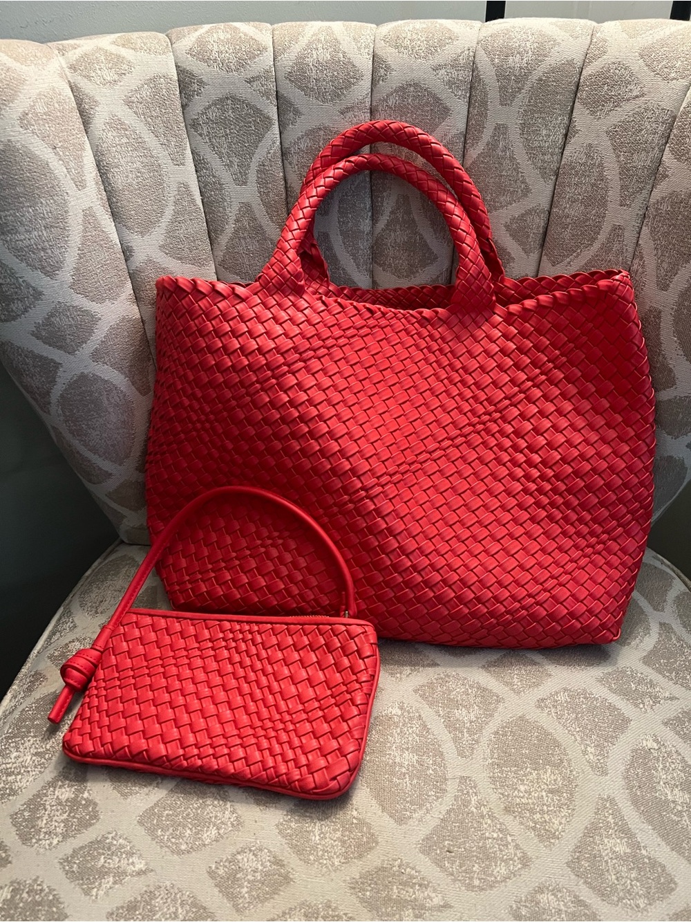 Vera Bradley Red Woven Tote with Matching Wristlet